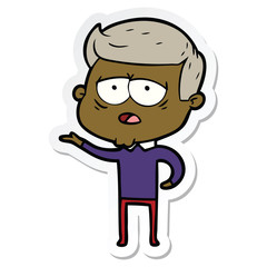 sticker of a cartoon tired man