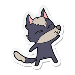 sticker of a cartoon wolf pouting