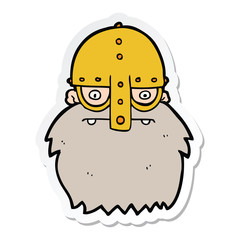 sticker of a cartoon viking face