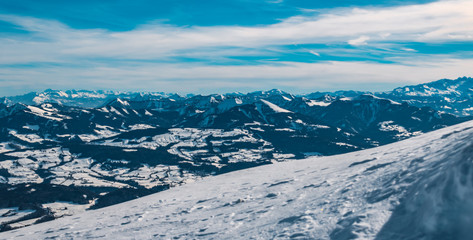 Fototapeta premium Beautiful alpine winter view at the Untersberg-Salzburg-Austria