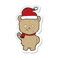 sticker of a cartoon christmas teddy bear