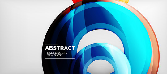 Modern geometric circles abstract background, colorful round shapes with shadow effects