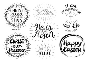Set of 7 hand lettering quotes about Easter.