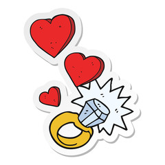 sticker of a cartoon diamond engagement ring