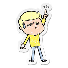 distressed sticker of a cartoon man sweating