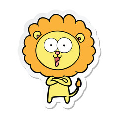 sticker of a happy cartoon lion