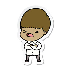 sticker of a cartoon stressed man