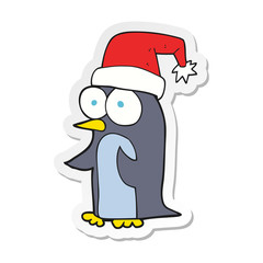 sticker of a cartoon christmas penguin
