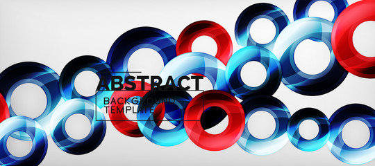 Modern geometric circles abstract background, colorful round shapes with shadow effects