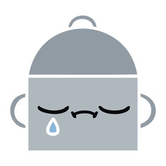 flat color retro cartoon cooking pot