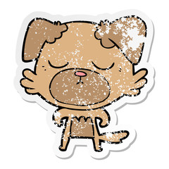 distressed sticker of a cute cartoon dog