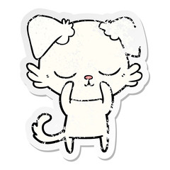 distressed sticker of a cute cartoon dog
