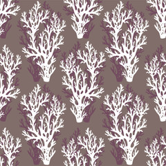 Tree branches or coral algae doodle linear seamless pattern.