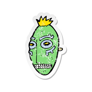 recommend clip art: retro distressed sticker of a cartoon tribal mask