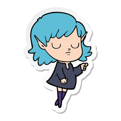 sticker of a cartoon elf girl