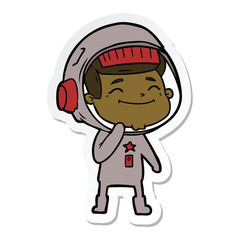 Obraz premium sticker of a happy cartoon astronaut