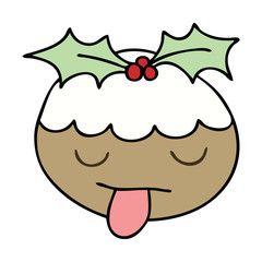 quirky hand drawn cartoon christmas pudding