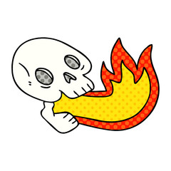 fire breathing quirky comic book style cartoon skull