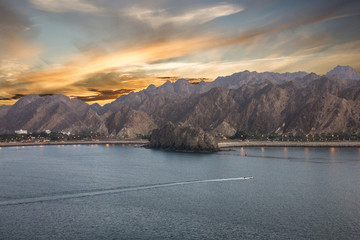 Muscat, Oman sea mountain view
