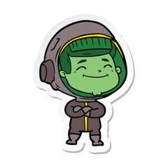 sticker of a happy cartoon astronaut