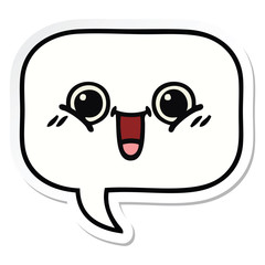 sticker of a cute cartoon speech bubble