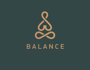 Geometric logo linear icon yoga person balance