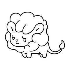 line drawing kawaii cute lion cub