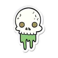 sticker of a cartoon spooky halloween skull