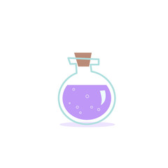 Image of a round flask with a liquid. Vector illustration