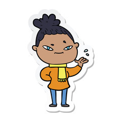 sticker of a cartoon woman