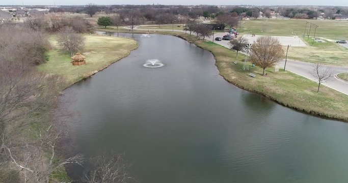 This is an aerial video of Bear Creek Park in Keller Texas.