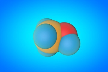 Molecular structure of methanol (methyl alcohol). Scientific background. 3d illustration