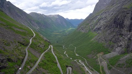 Trolls Path Trollstigen or Trollstigveien winding mountain road.