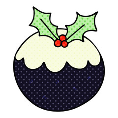quirky comic book style cartoon christmas pudding