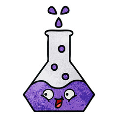 retro grunge texture cartoon science beaker