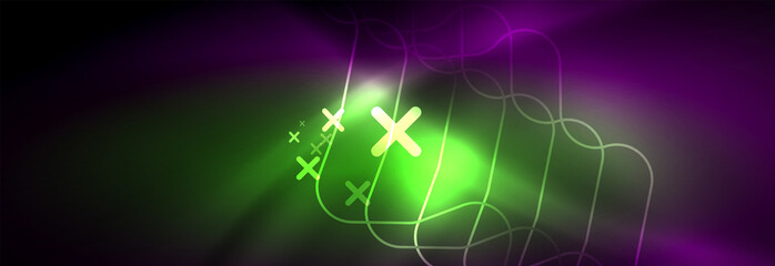 Glowing neon abstract lines, techno futuristic template