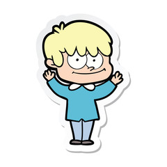 sticker of a happy cartoon man