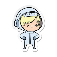 sticker of a angry cartoon space girl
