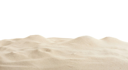 Beach sand on white background. Mockup for design