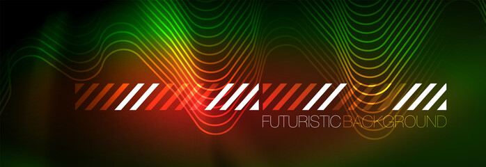 Shiny neon lights background, techno design, modern wallpaper for your project