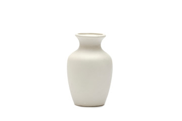 Pottery, vase, white clay jug isolated on white background. A mockup of pottery made from white clay on a white background.