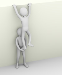 3d man helping his partner.