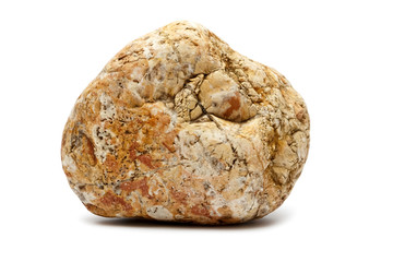 Stone. Natural round shaped stone washed with sea water, isolated on white background.