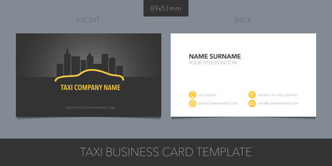 PrintTaxi, cab vector business card layout. Template contact information and logo © kora_ra_123