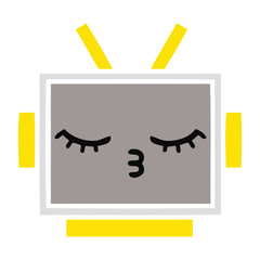 flat color retro cartoon robot head