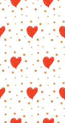 pattern with red hearts and gold