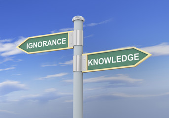 3d ignorance knowledge road sign