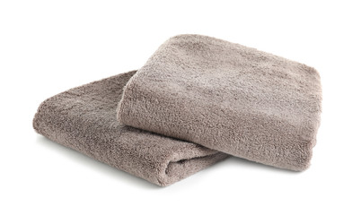 Fototapeta na wymiar Fresh soft folded towels isolated on white