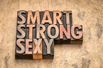 smart, strong, sexy word abstract