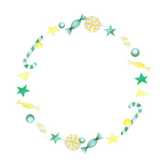 Cute watercolor isolated frame on white background.